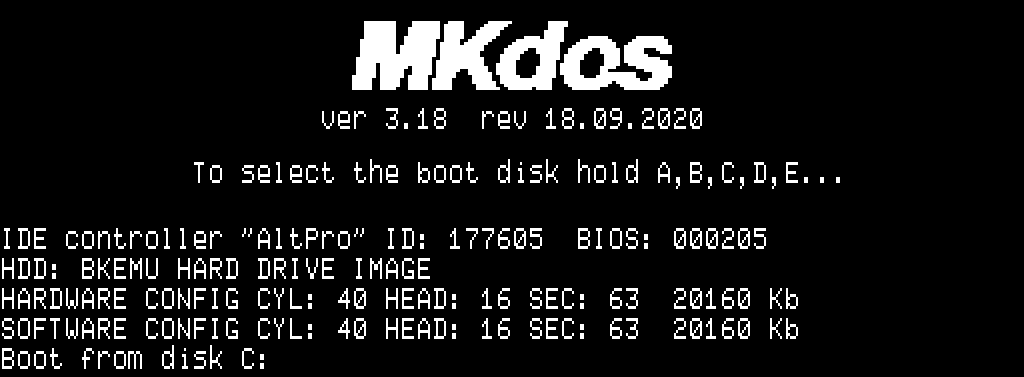 Загрузчик MKDOS 3.18